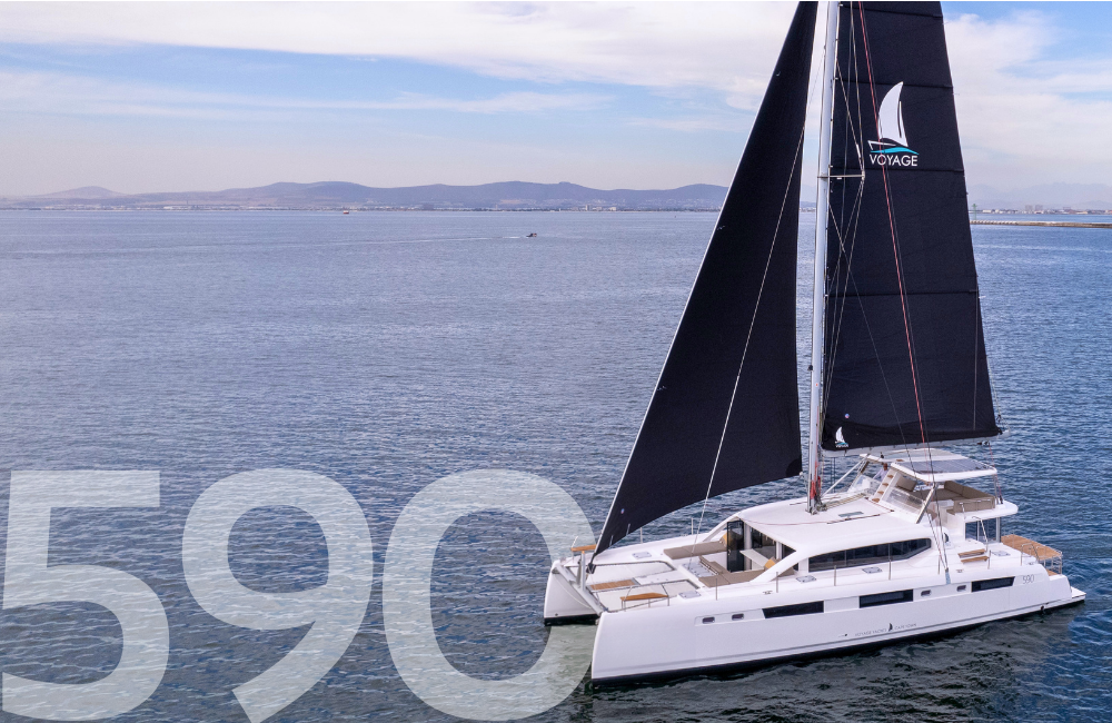 VOYAGE 590 Sailing in Cape Town, ahead of VOYAGE Yachts Open Factory.